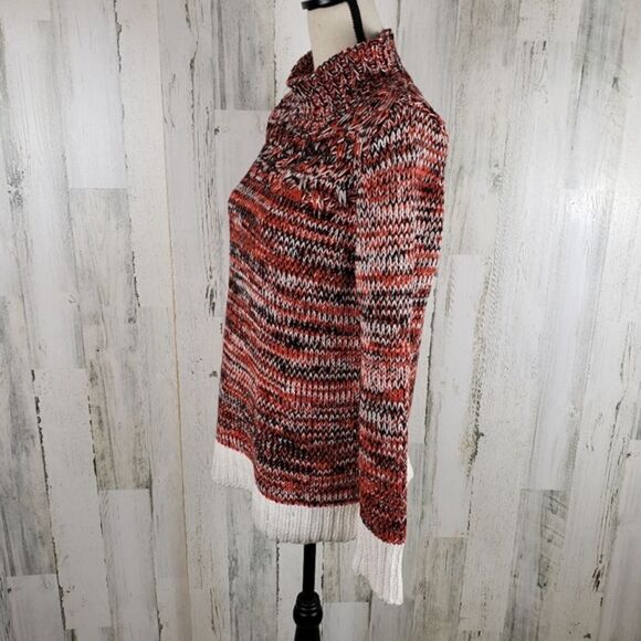 Loft Verigated Mock Neck Chunky Knit Sweater Sz M - Picture 5 of 9